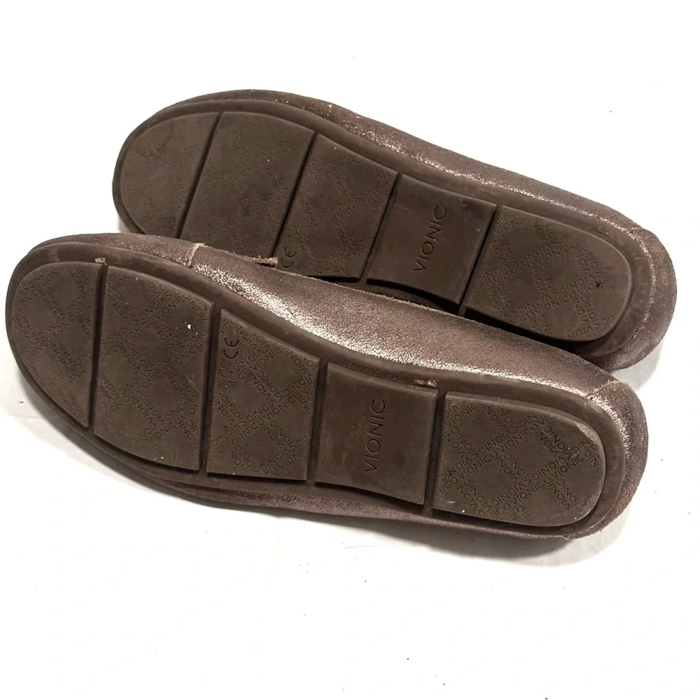 Vionic Debbie Metallic Bronze Leather Driving Loafers